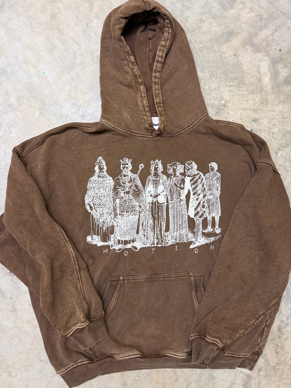 Motel Rocks Brown Pullover Hoodie with White Illustration